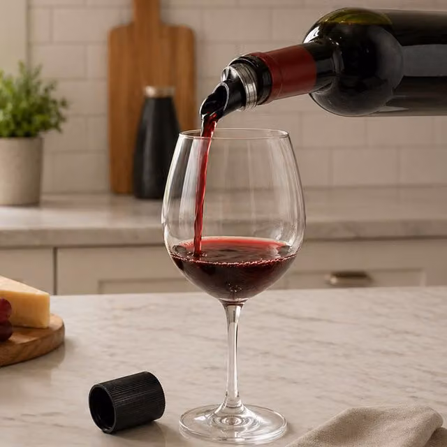 Orsina Non-Drip Plastic Wine Pourer and Stopper, Black – 3