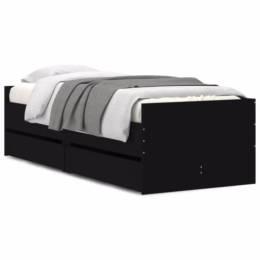Berkfield Home Modern Single Bed Frame with Drawers, Black, W/D/H: 90 x 190 cm – 3