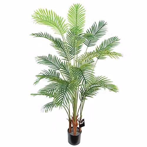 Leaf Design UK 150cm Artificial Areca Palm Tree in a Black Pot, Green