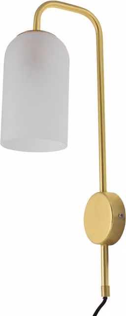 First Choice Lighting Victoria Plug in Wall Light with Gold Brass Finish and Glass Shade