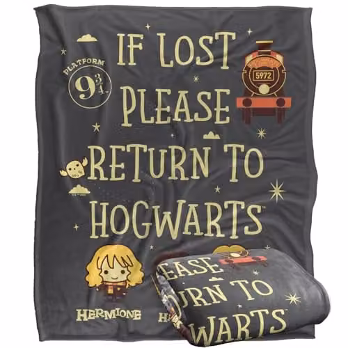 Warner Bros. Harry Potter Return To Hogwarts Super Soft Silky Touch Fleece Throw Blanket, Multicolour, W: 127.0 cm x L: 152.4 cm