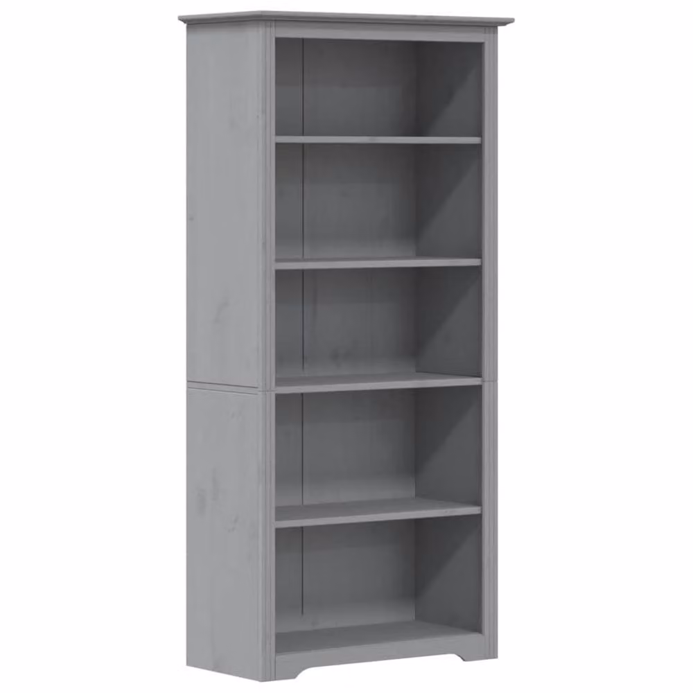 Berkfield Home Beautiful BODO 5-Tier Bookcase in Grey Solid Pine Wood, W/D/H: 80 x 38 x 180 cm – 3