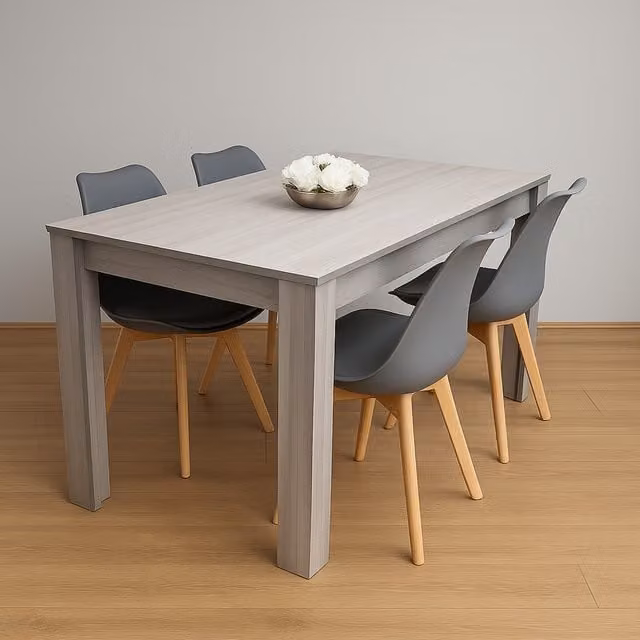 Kosy Koala Modern Grey Dining Table Set with 4 Grey Chairs and MDF Laminate Table