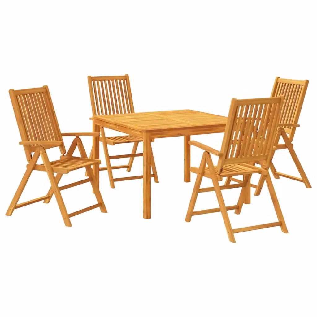 Berkfield Home 5 Piece Brown Acacia Wood Garden Dining Set – 2