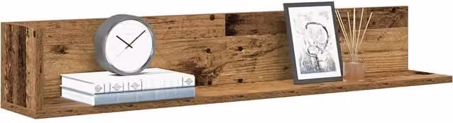 Berkfield Home Wall Shelves, 2 Piece Set in Brown Old Wood, W/D/H: 100 x 16.5 x 16.5 cm