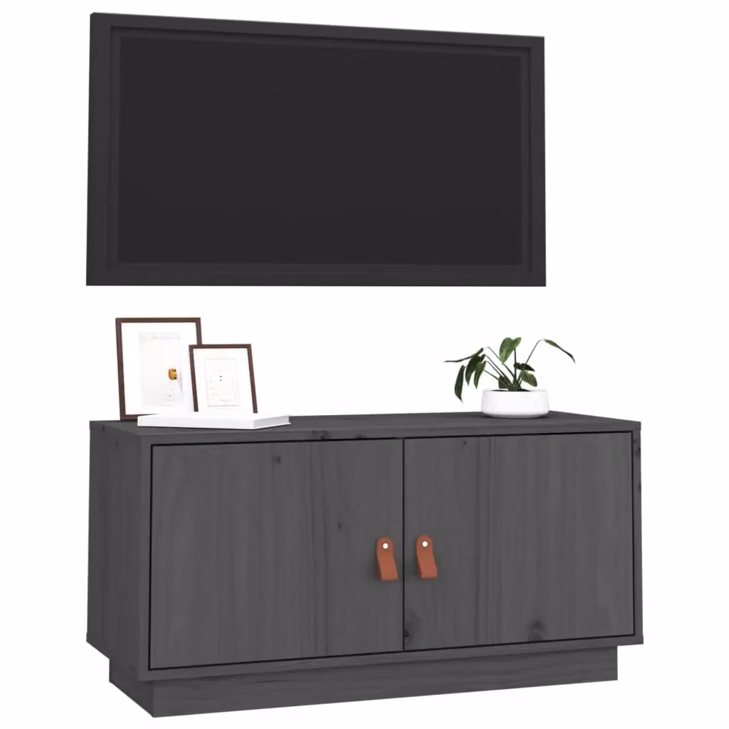 Berkfield Home Grey Rustic Solid Wood Pine TV Cabinet W/D/H: 80 x 34 x 40 cm – 3