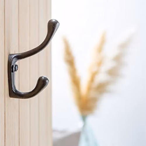 Hammer and Tongs Matt Black Powder-Coated Iron Narrow Hat and Coat Hook, Pack of 10, W: 2.5 cm, H: 8 cm – 5
