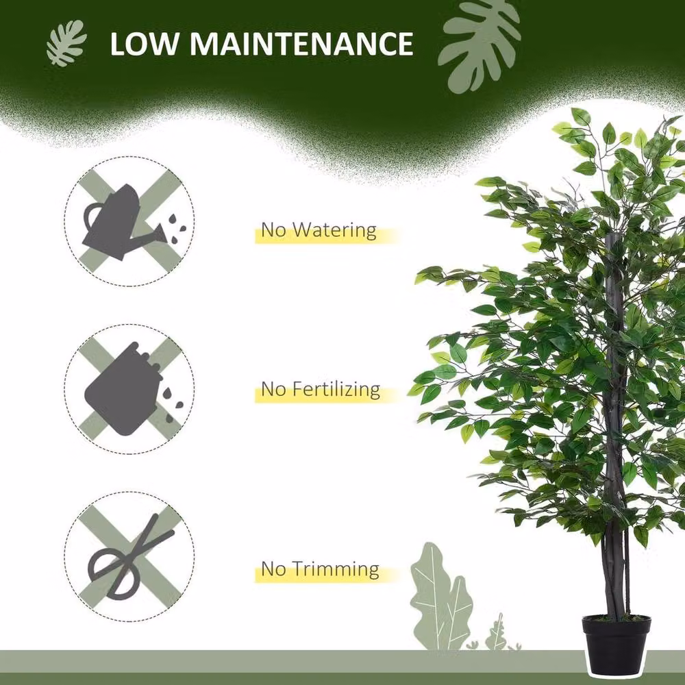 EONLION Green Artificial Banyan Tree, Height: 145 cm – 3