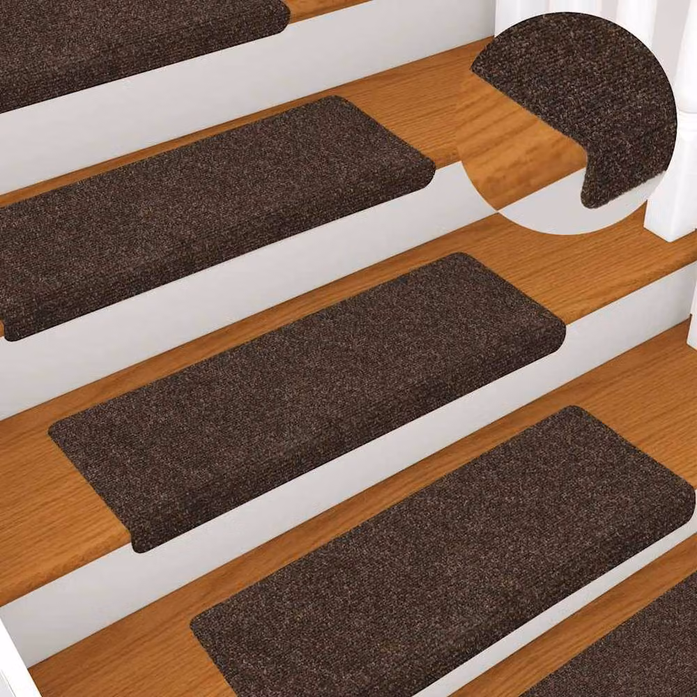 Berkfield Home Needle Punch Stair Mats, 15 Piece Set, Brown, W/D/H: 65 x 21 x 4 cm – 3
