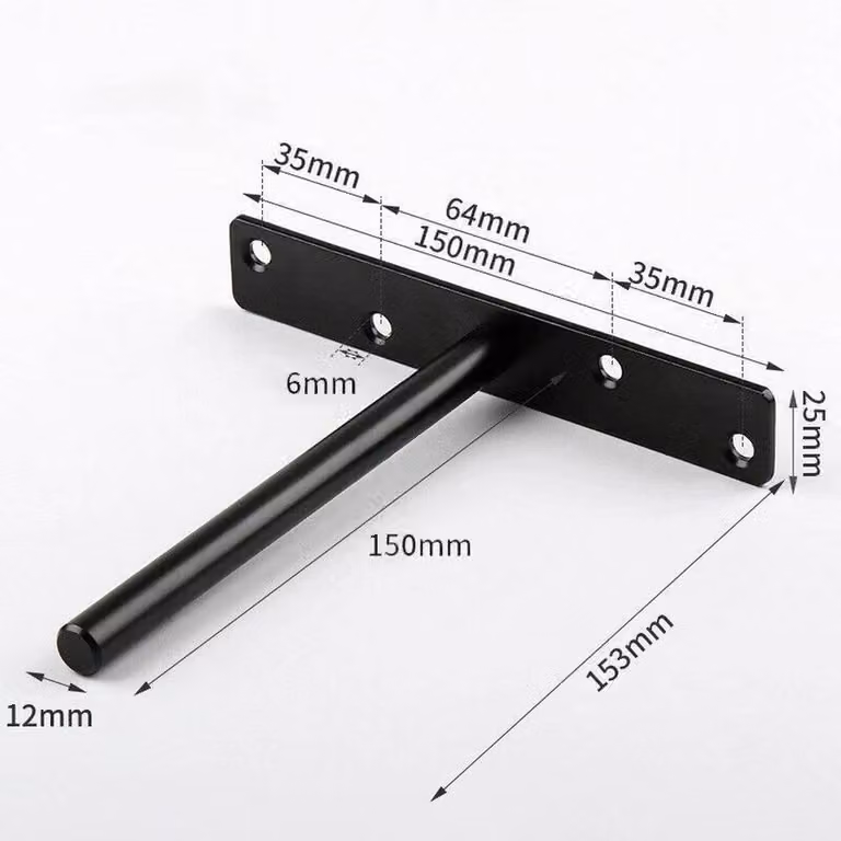EONLION 4-Pack Heavy Duty Hidden Floating Shelf Brackets in Black Steel