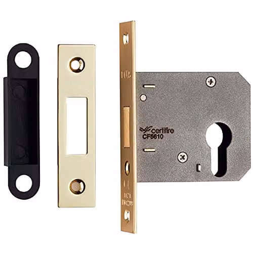 Loops Residential Euro Profile Mortise Deadlock Casing in Electro Brassed Gold, 78.5mm