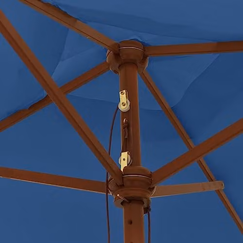 vidaXL Garden Parasol with Wooden Pole and Polyester Canopy in Blue, W/D/H: 198 x 198 x 231 cm – 3