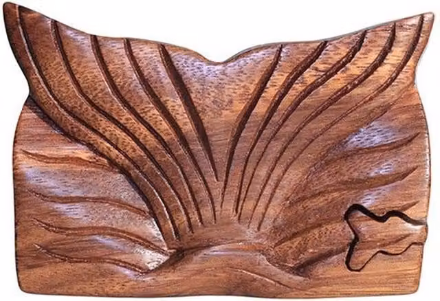KDMK Bali Magic Box Whale Tailfin Wooden Puzzle Gift in Brown