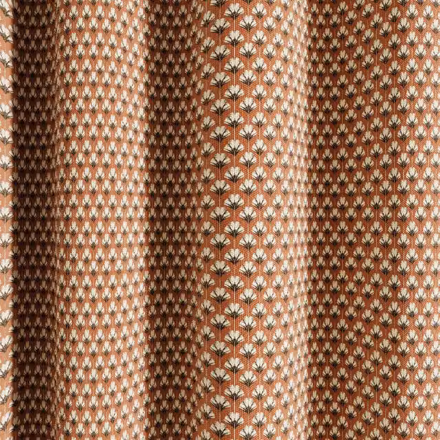 Ted Baker Palm Geo Cotton Lined Eyelet Curtains in Copper, Width: 228.6 cm, Drop: 137.16 cm