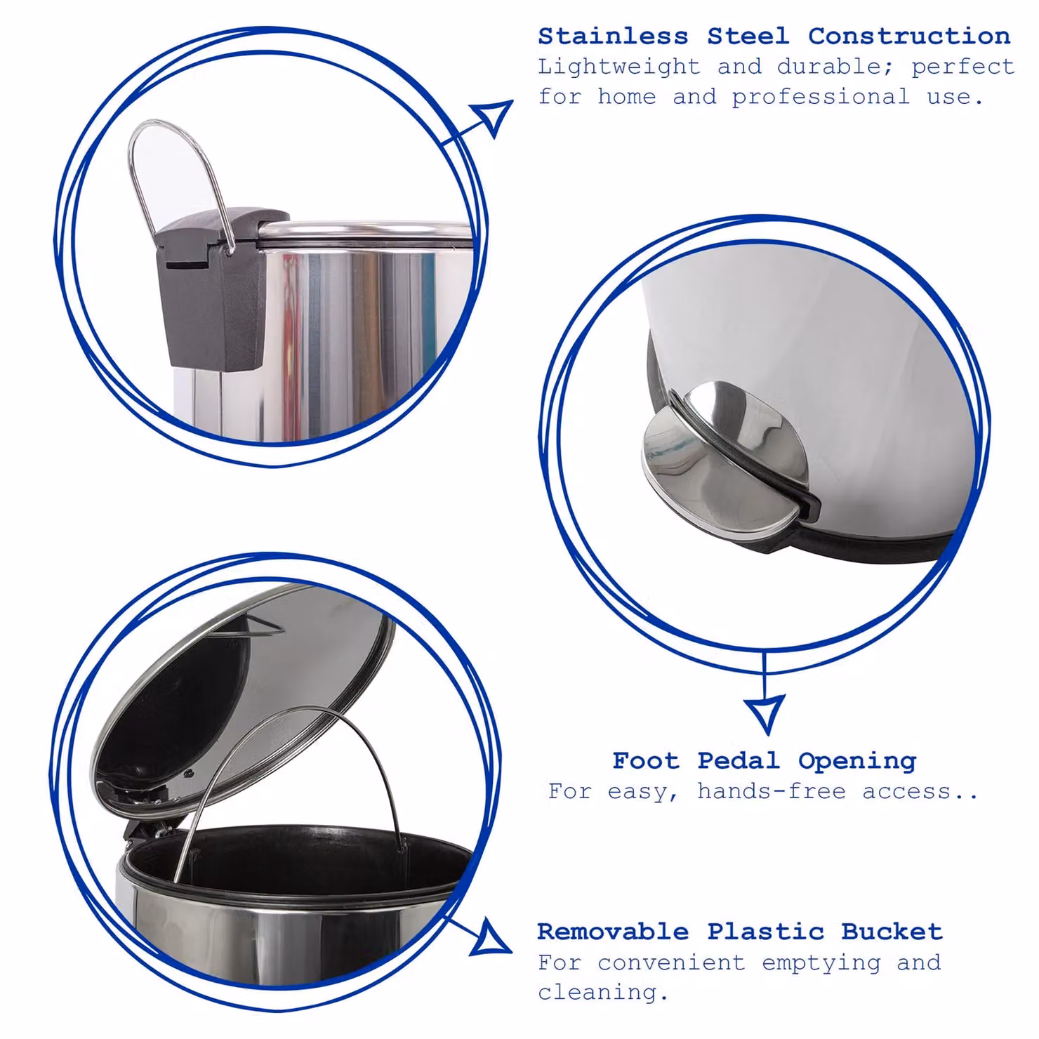 Harbour Housewares 30L Stainless Steel Round Kitchen Pedal Bin in Black – 2