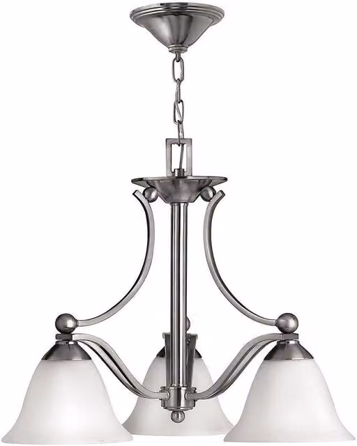 Elstead Bolla Multi Arm Chandelier with 3 Lights in Silver and Grey Metal and Glass Finish