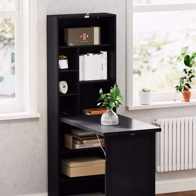 HOMCOM Folding Convertible Computer Desk with Blackboard, Black