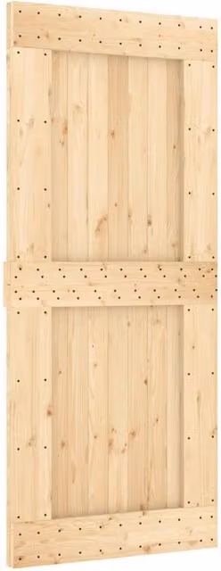 Berkfield Home Rustic Solid Wood Sliding Door with Hardware Set in Beige and Black, W: 90 cm, H: 210 cm