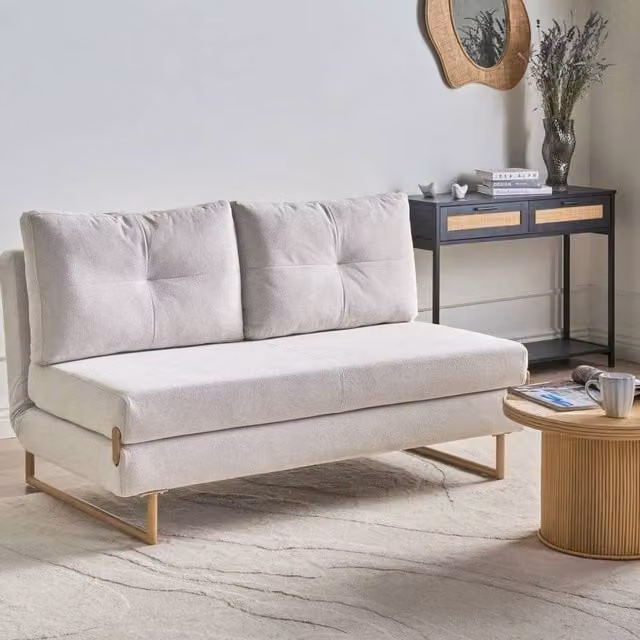 Wyld and Coco 3-Seater Click Clack Sofa Bed in White Fabric