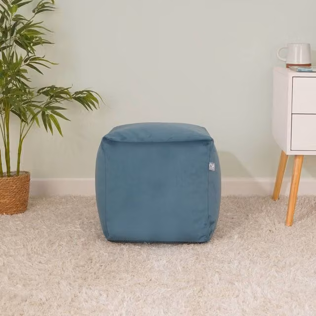 rucomfy Velvet Cube Bean Bag Pouffe in Petrol