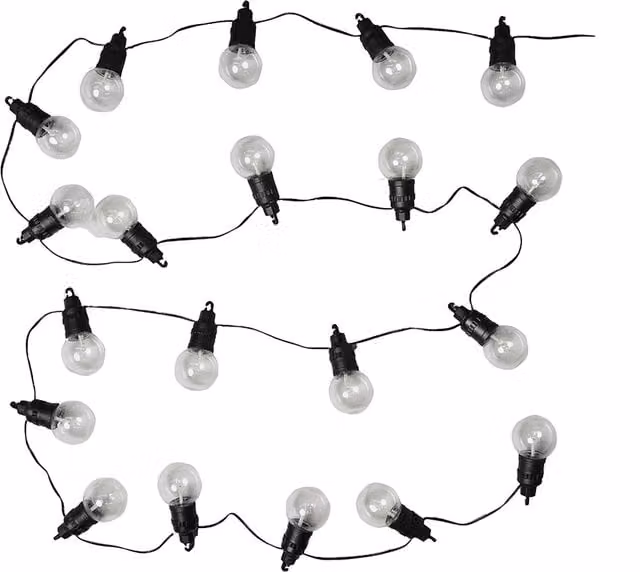 ValueLights Black Outdoor LED String Festoon Lights with Warm White Bulbs, 9m