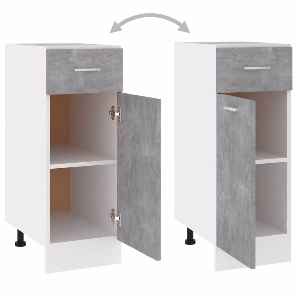 Berkfield Home Drawer Bottom Cabinet in Concrete Grey, W/D/H: 30 x 46 x 81.5 cm – 3