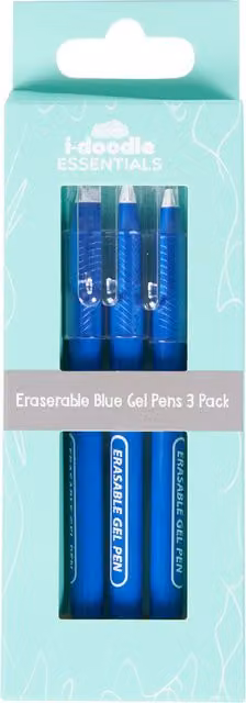 i-doodle Pack of 3 Blue Erasable Gel Ink Pens