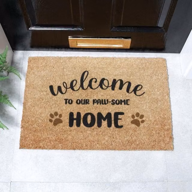 Artsy Mats Welcome To Our Paw-Some Home Doormat, Brown, W: 60 cm, D: 40 cm