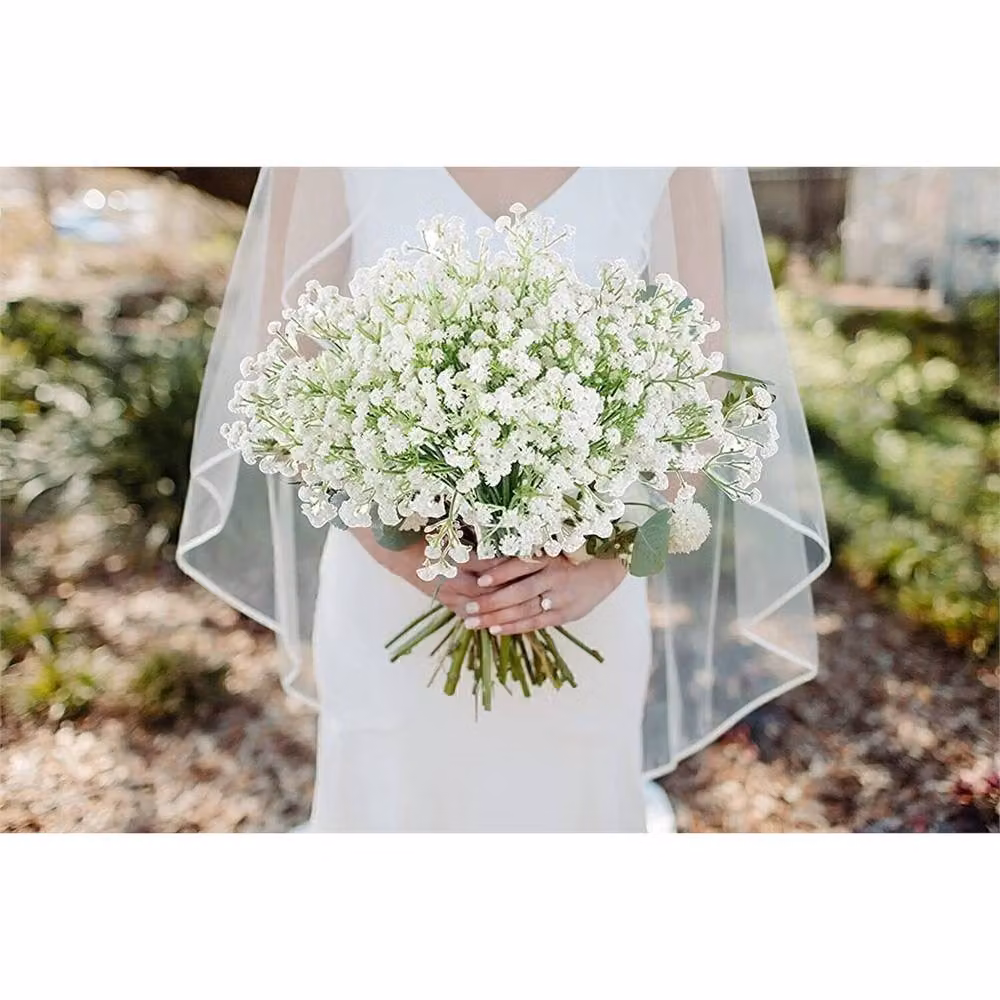 FLAVORA 10-Piece White Artificial Gypsophila Silk Floral Bouquet – 3