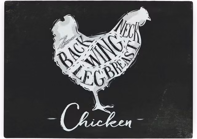 Purely Home Chicken Diagram Rectangular Textured Glass Worktop Protector and Large Chopping Board in Black