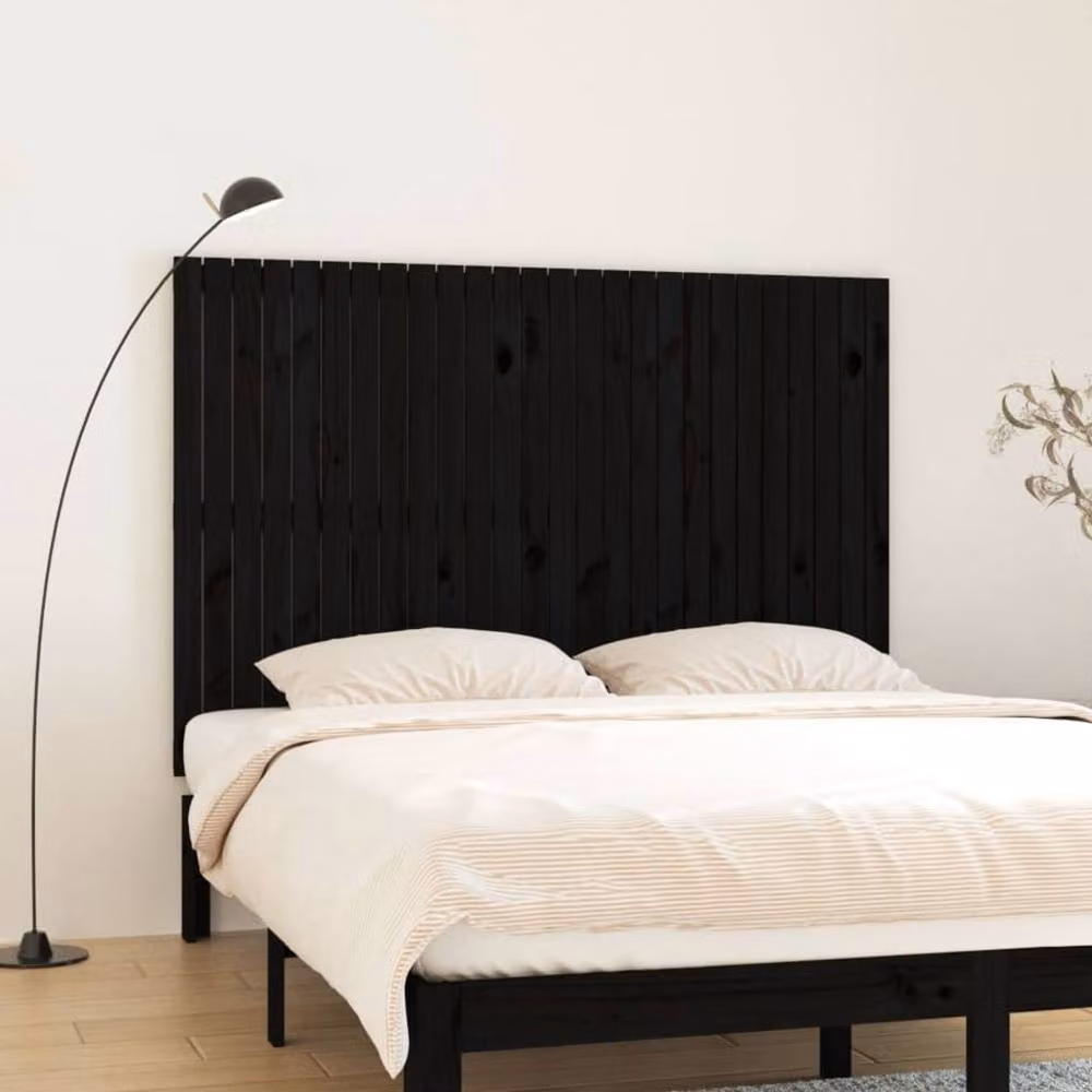 Berkfield Home Black Solid Pine Wood Wall Mount Headboard, W: 166 cm, D: 3 cm, H: 110 cm – 2