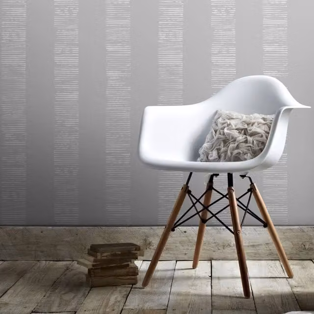 Boutique Mara Stripe Matt Abstract Wallpaper in Silver and Grey