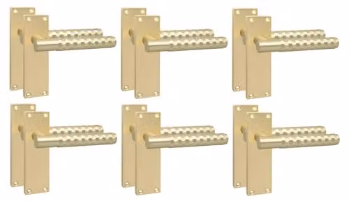 Golden Grace Victorian Knurled T-Bar Door Handles in Satin Brass, 6 Pairs