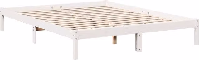 Berkfield Home Extra Long Decorative Bed Frame in White Solid Pine Wood W/D/H: 145.5 x 145.5 x 31 cm