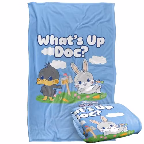 LOGOVISION Looney Tunes Gokko What's Up Doc? Super Soft Silky Touch Fleece Throw Blanket, Multicolour, W: 91 cm, D: 147 cm