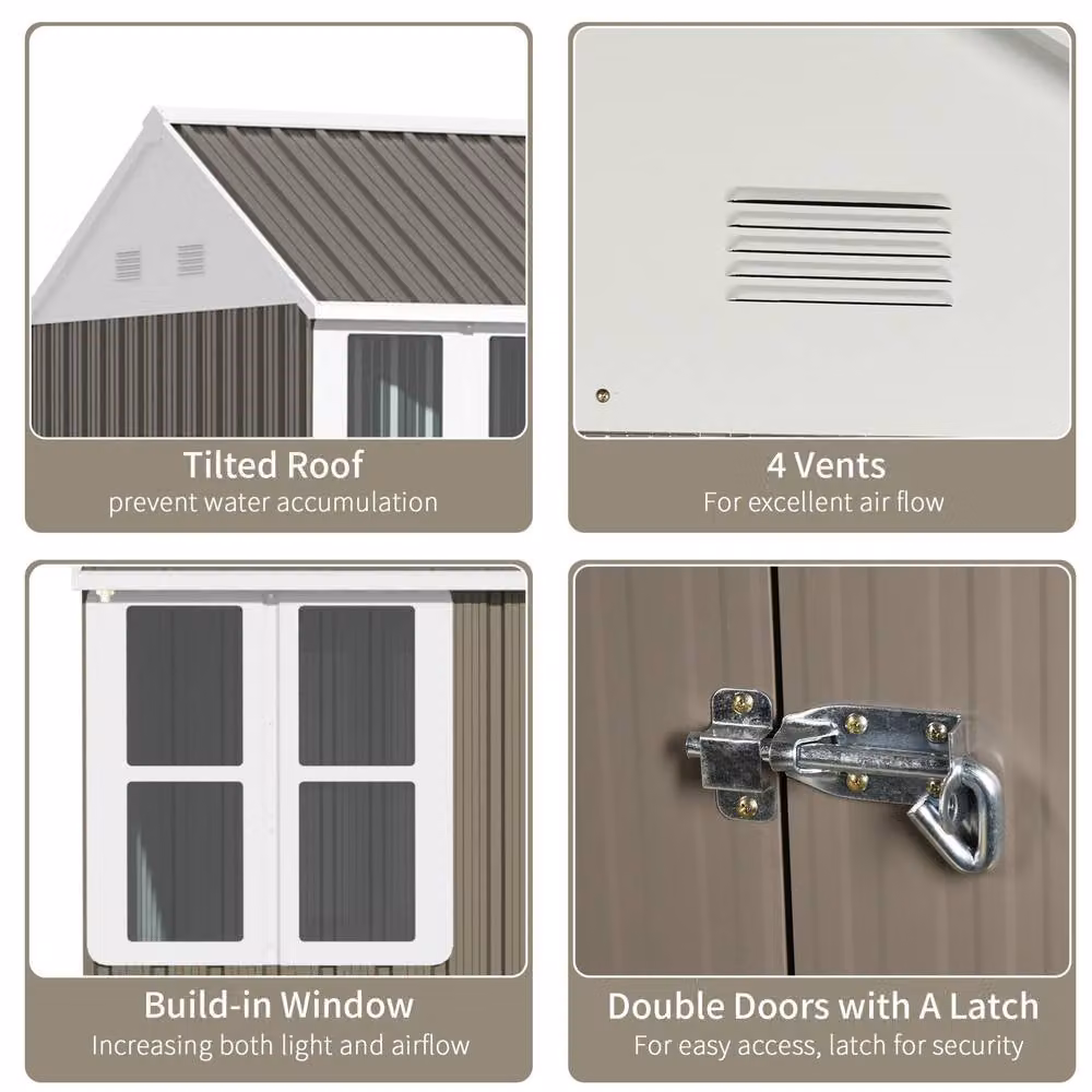 STILVORA Modern Pent Garden Shed in Grey with Double Doors and Window, W/D/H: 259 x 230 x 171 cm – 5