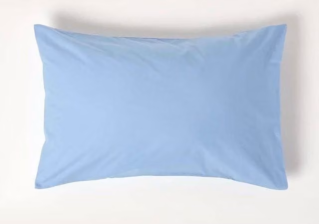 Homescapes Blue Egyptian Cotton Housewife Pillowcase, 200 Thread Count Percale