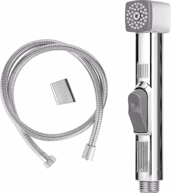 Geepas Hand Held Toilet Bidet Sprayer Shattaf Cleaning Faucet in Silver