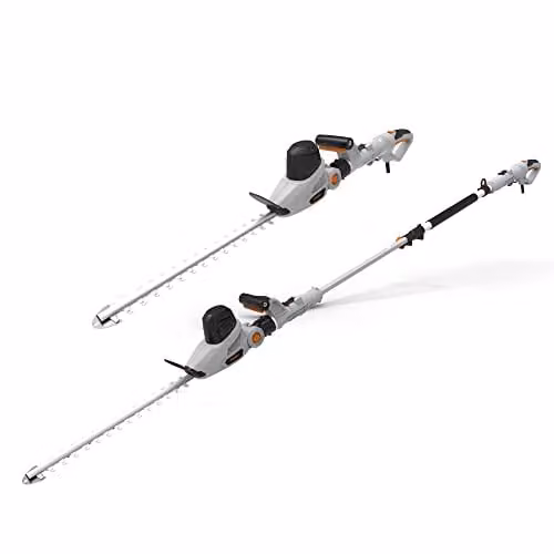 VonHaus Corded Pole Hedge Trimmer with 600W Motor, 45cm Steel Dual Action Blades and Telescopic Extendable Reach in Grey, Black and Orange