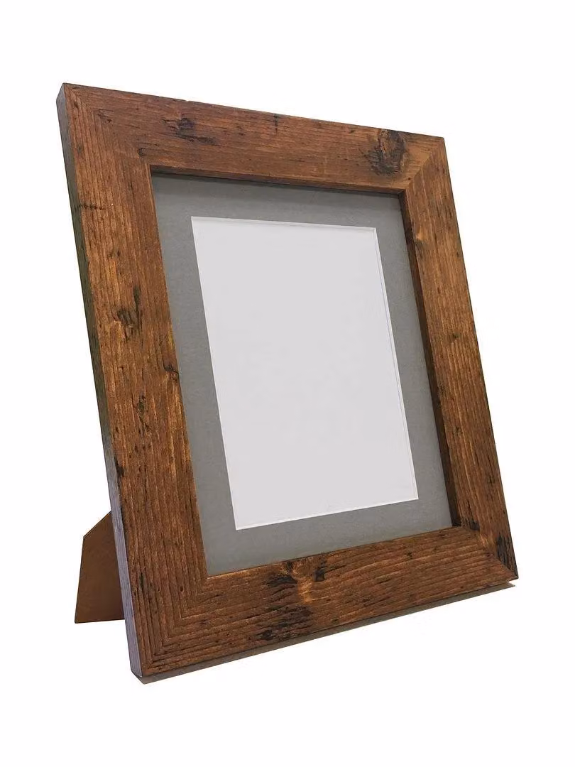 Frames & Mirrors 4U Metro Vintage Walnut Wood Frame with Dark Grey Mount for 12 x 8 Inch Images – 3