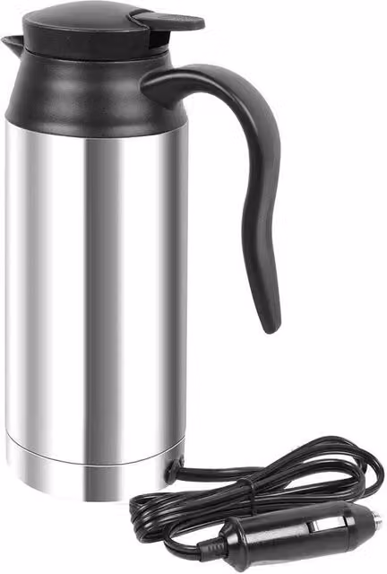 FLAVORA 12V Portable Car Electric Kettle, 750ml, Stainless Steel, Silver – 1