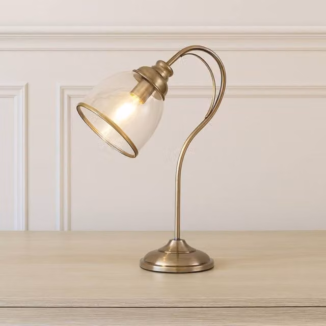 CGC Lighting Kate Antique Brass Table Lamp with Transparent Glass Shade