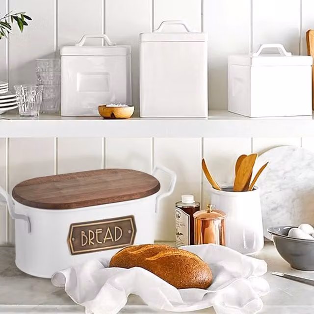 The Mia UK Metal Bread Box in White