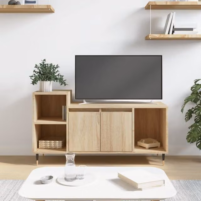 Berkfield Home Sonoma Oak TV Cabinet in Brown, W/D/H: 100 x 35 x 55 cm – 1