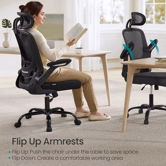 SONGMICS Ergonomic Mesh Office Swivel Chair in Black