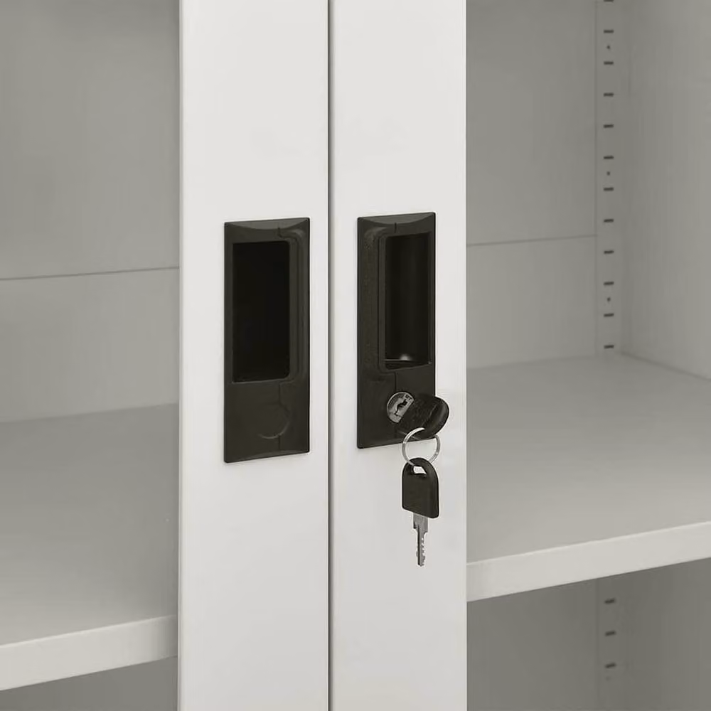 Berkfield Modern Home Office Cabinet in Matt Grey with Glass Doors, W/D/H: 90 x 40 x 180 cm – 2