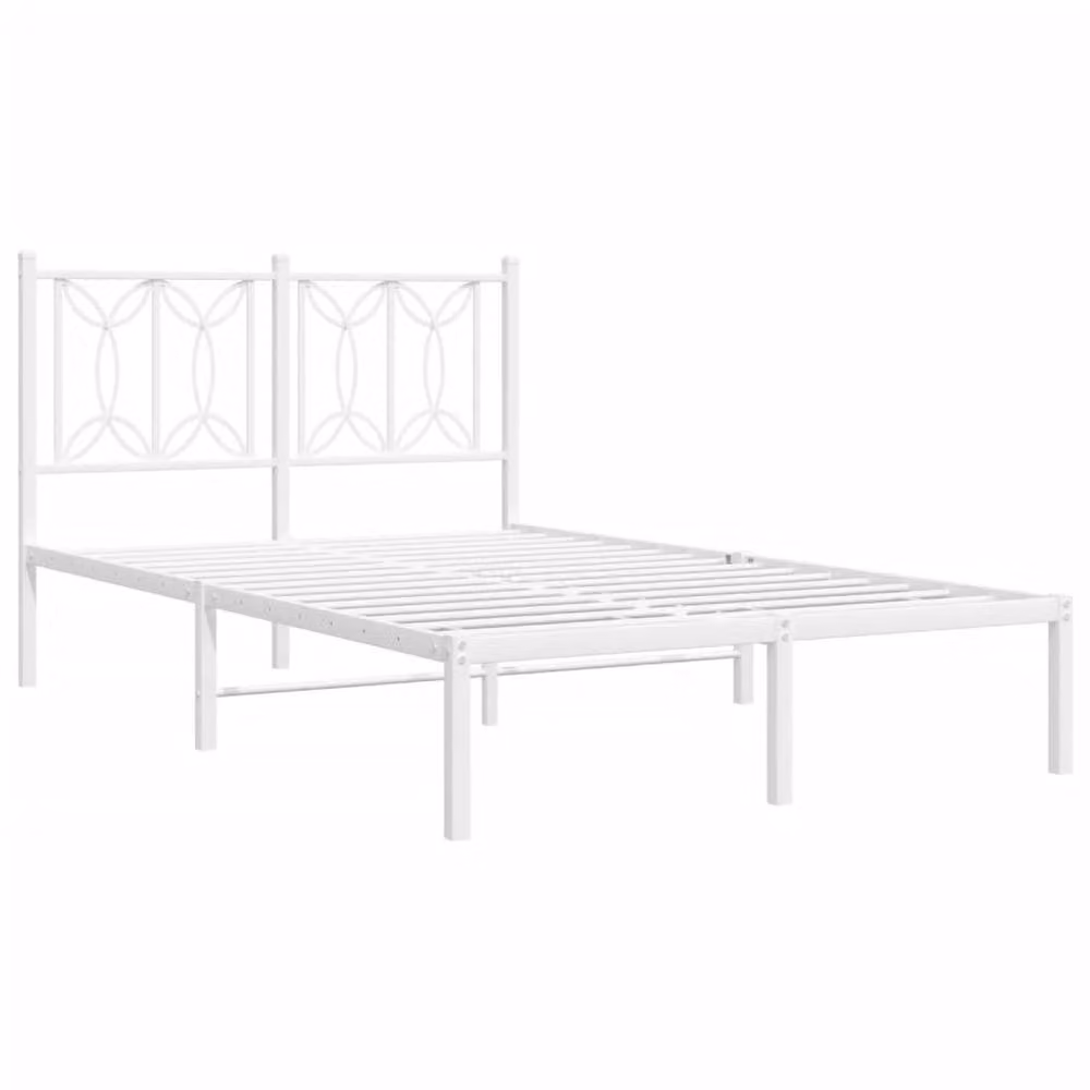 Berkfield Home Metal Bed Frame with Headboard, White, W/D/H: 120 x 190 cm – 3