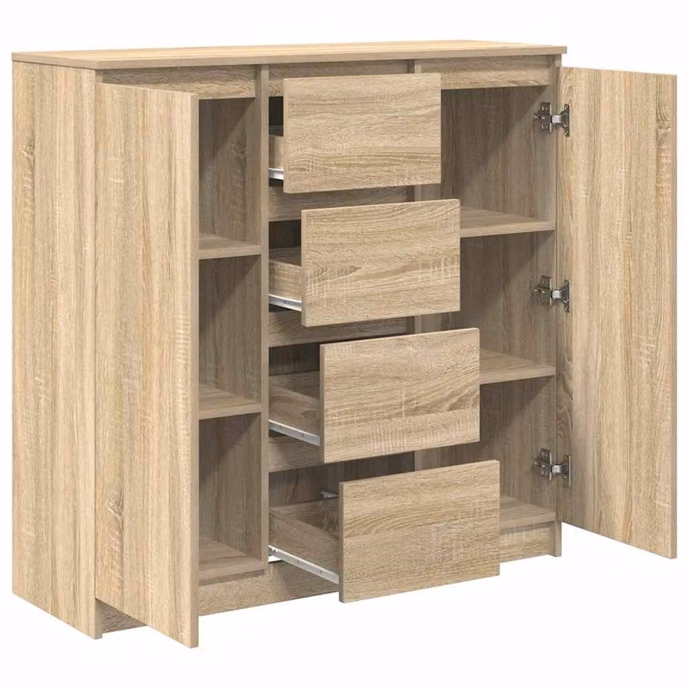 Berkfield Home Sonoma Oak Sideboard with Drawers in Light Tan, W/D/H: 100.5 x 35 x 98.5 cm – 2