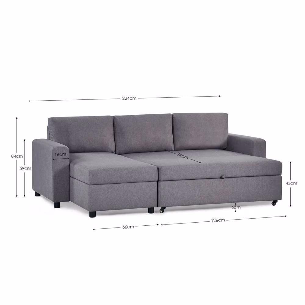 Cheshire Angelica Upholstered Sofa Bed with Storage in Light Grey – 3