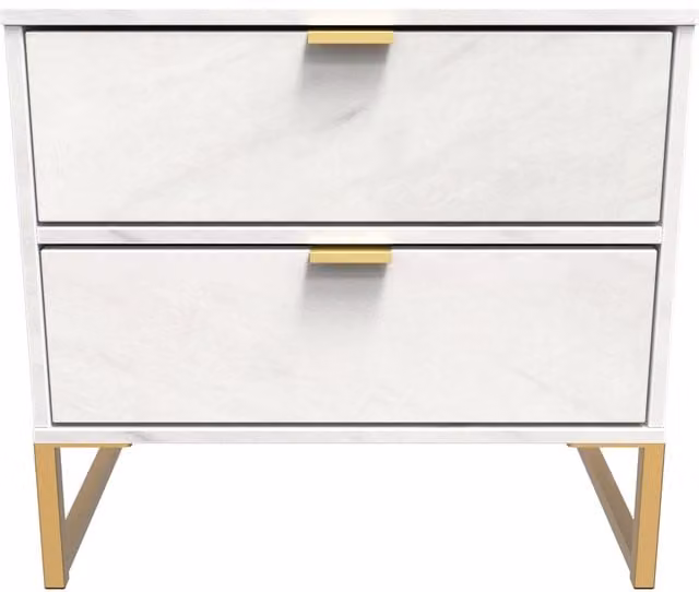 Ready Assembled 2 U Tamworth 2 Drawer Bedside Cabinet in Off-White